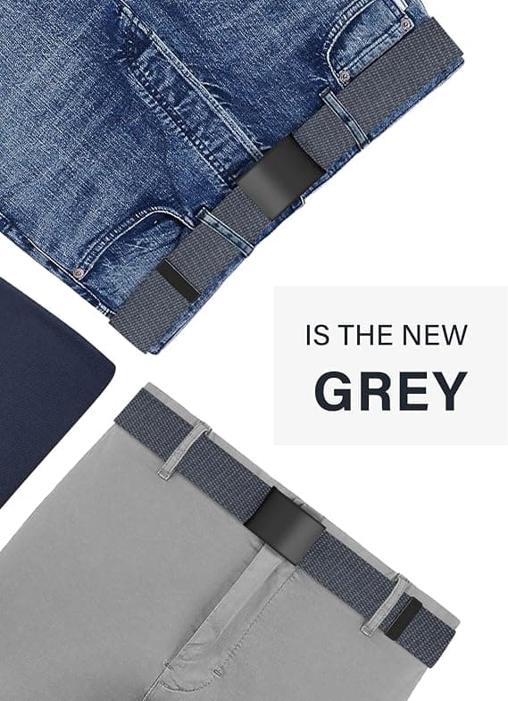Men's Belts, Men's Work Belts, Adjustable Canvas Fabric Nylon Golf Belt for Men Fits Everywhere, Grey