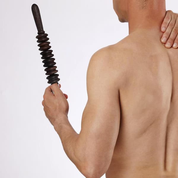 2 stk. træmassagepinde til ryg og nakke, massageruller og Gua Sha i træ