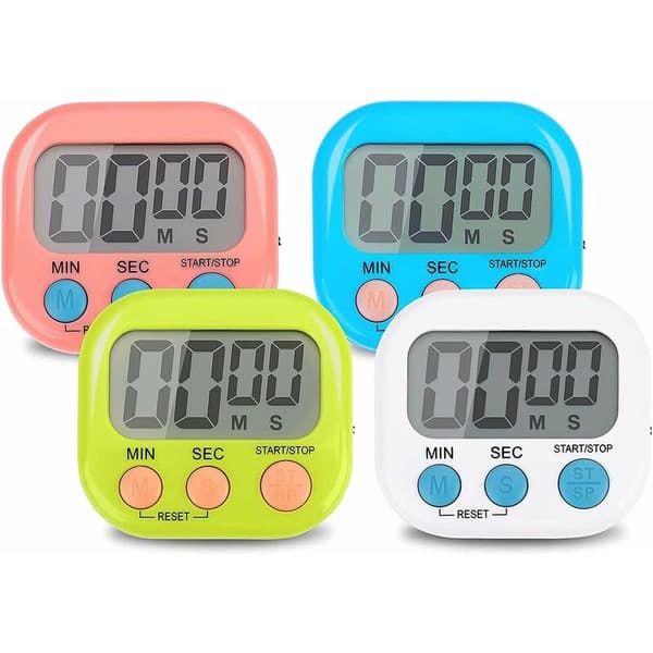 Stykker Magnetisk Køkkentimer, Magnetisk Timer med Høj Alarm til Børn, Farverig Børnetimer med Stor LCD
