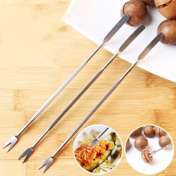 Kitchen Picnic Seafood Tool Set - Lobster Fork Set - Crab Claw Needle - Walnut Needle - Nut Needle - Suitable for Seafood - Nuts (15 Pieces - Silver)