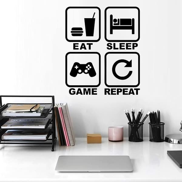 Eat Sleep Gamer Wall Decals Paintings, Boy Controller Game Wall Stickers DIY, Video Game Wall Sticker for Home Decor