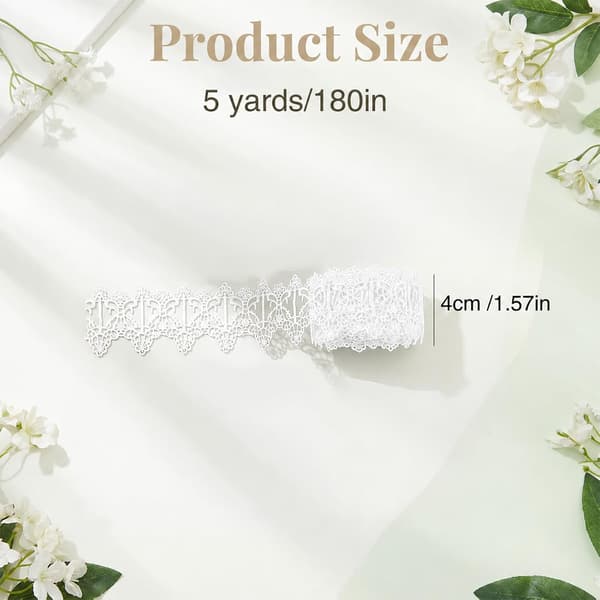 Blondekantbånd, 1,6 tommer x 5 yards blomsterbrodert bånd