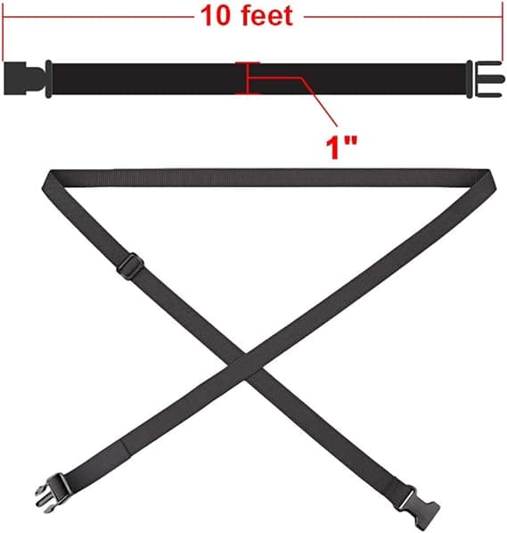 78\" x 1\" Stroppspenne Pakkestropper Justerbart 1-tommers Belte, Svart