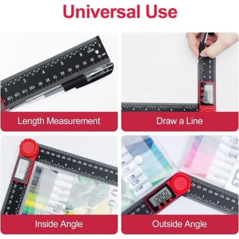 Digital Angle Gauge with Dual Scale, 200mm Angle Ruler, Protractor for Engineering, Woodworking, Construction and Measurement (FMY)
