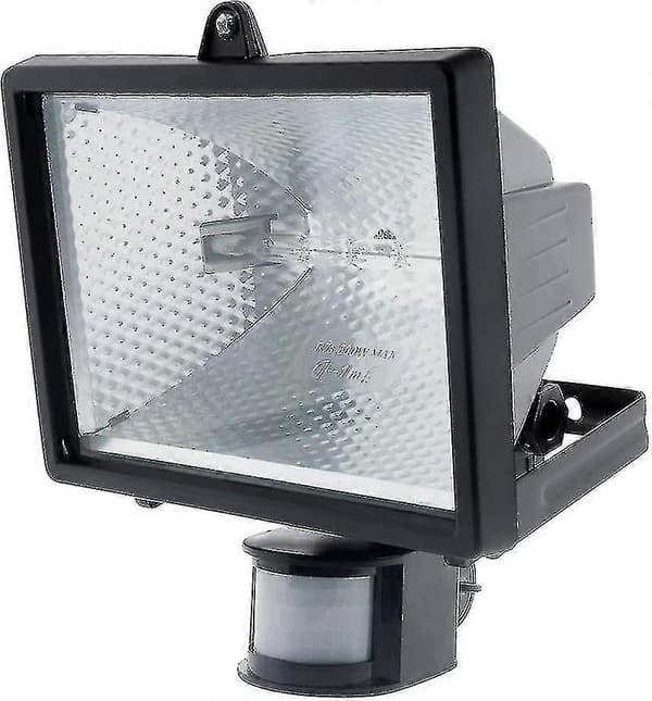 400W Svart halogenlyskaster med detektor - IP44 CE