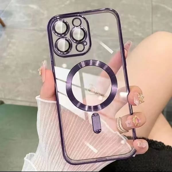 Cover til iPhone 17 Pro Max Lilla galvaniseret magnetisk støvfilter