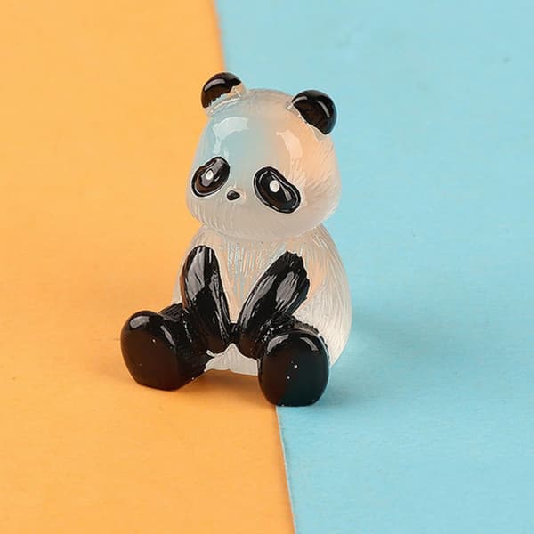 Miniature Panda Figurines Luminous Mini Panda for Garden Micro Landscape Resin Statue Set 10 pcs