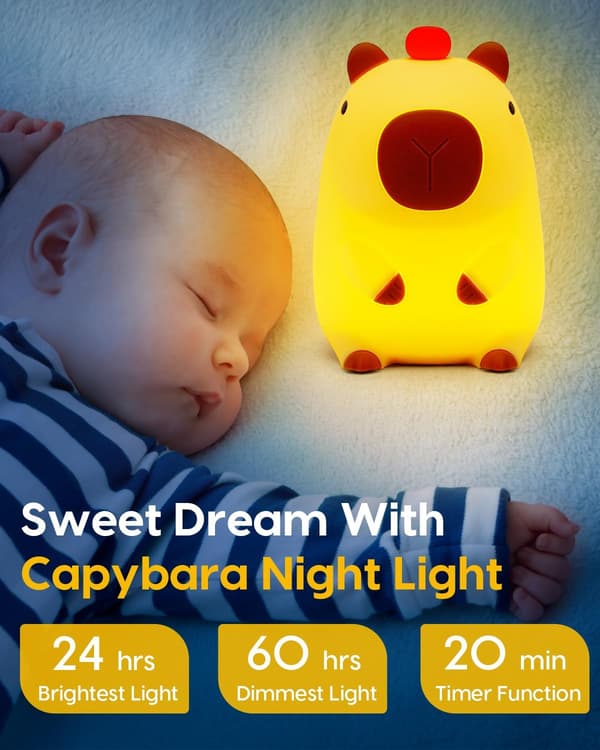Genopladelig Silikone Natlampe - Dæmpbar LED-lampe med 20 Min Timer til Børneværelse