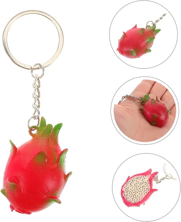 Cute Pitaya Keychain Fruit Charm Aesthetic Bag Pendant for Backpack Accessories Realistic Design