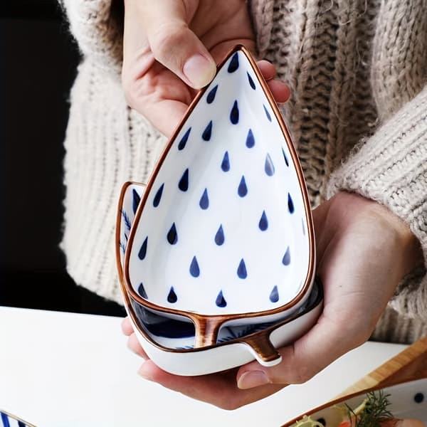 Keramisk Chip & Dip Serveringsfat Sett, Bladformede Oppdelte Snacksbrett
