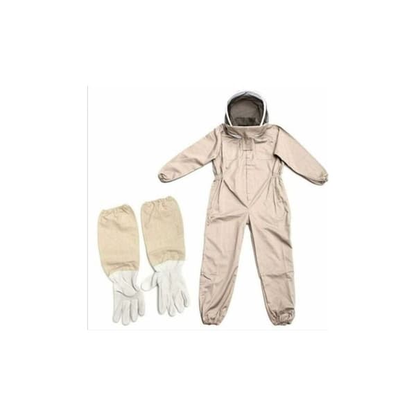 Professional Beekeeping Suit, Size L - 100% Thick, Breathable Cotton - Protection Against Bee Stings - Self-Supporting Veil