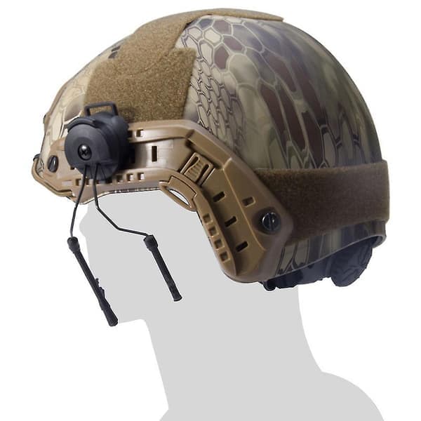 Tactical Quick Release Headset Track After Headset Holder Shooting Helmet 360 Rotation Helmet 1 Pair - Brown