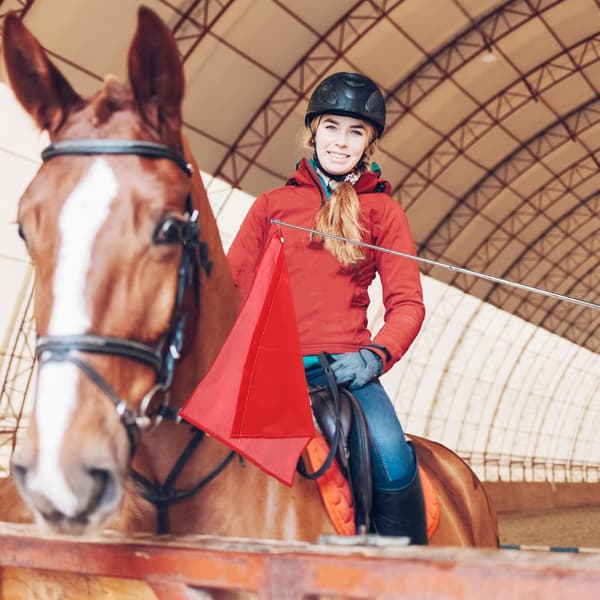 Horse Training Signal Flag with 1.2m Telescopic Green Handle, Red Referee Flag
