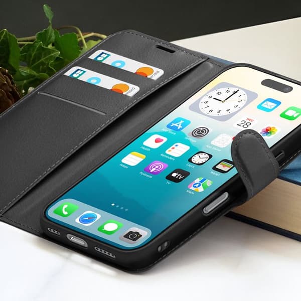 Wallet Case for iPhone 17 Pro with Stand and Magnetic Flap Zanaé Black Black Svart