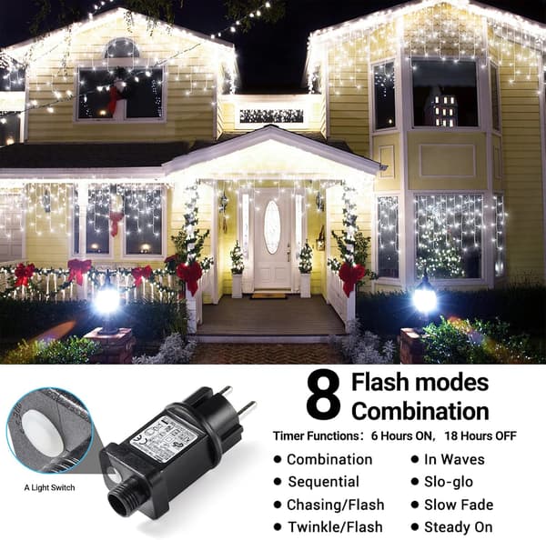 10M 400 LED Christmas Tree String Lights, IP44 Waterproof with 8 Modes - Cool White