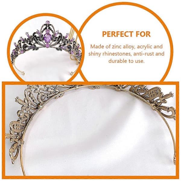 Løvkronebryllupstiara for dekorasjon med lilla rhinestones Bursdagshodebånd[DB]