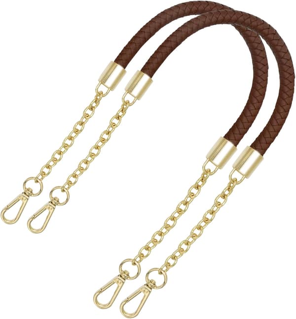 2 stycken (brun) Handväska Kedjerem Handtag Flätad PU Läder Sho