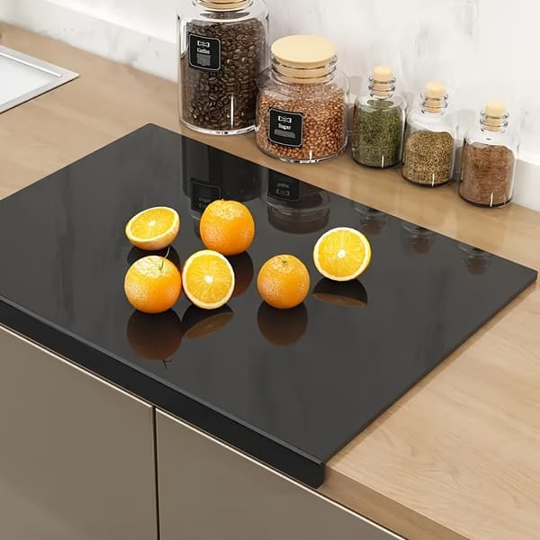Large Black PET Cutting Board with Edge - Food Safe, Scratch Resistant, Durable Kitchen Countertop Protector, Easy to Clean, Christmas Gift