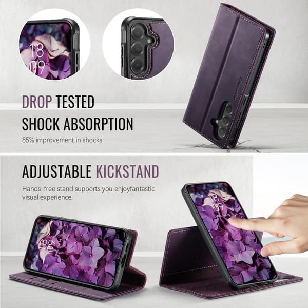 (For iPhone 16E) Caseme 2-in-1 Detachable Magnetic Wallet Case with RFID Protection and Adjustable Stand, Red r?d