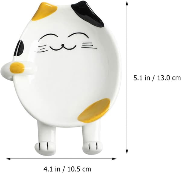 Ceramic Ladle Holder Spoon Rest Set of 2 Cartoon Cat Shape Kitchen Utensil Rest