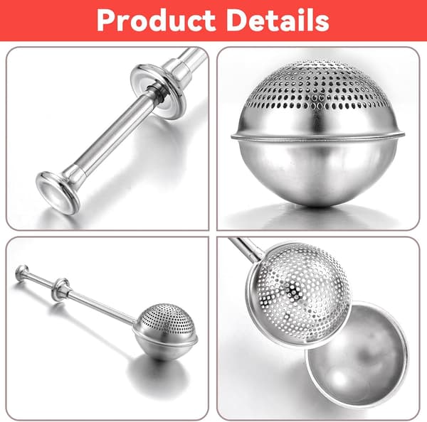 Stainless Steel Flour Duster, One-Hand Operated Flour Sifter, Spring-Loaded Handle Tea Strainer, Powder Sugar Shaker Duster with Dual Function Design