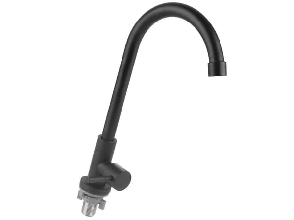 Single Kitchen Faucet Matte Black Stainless Steel Cold Water 90 Degree Rotation G1/2