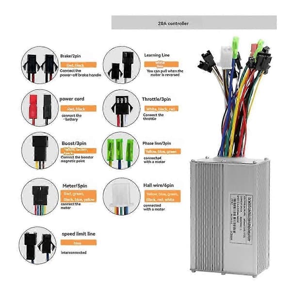 S866 Elektrisk Cykel LCD Display Instrumentbräda SM5PIN+20A 36V/48V Sinusvåg Kontroller för Mountainbike Modifieringskit