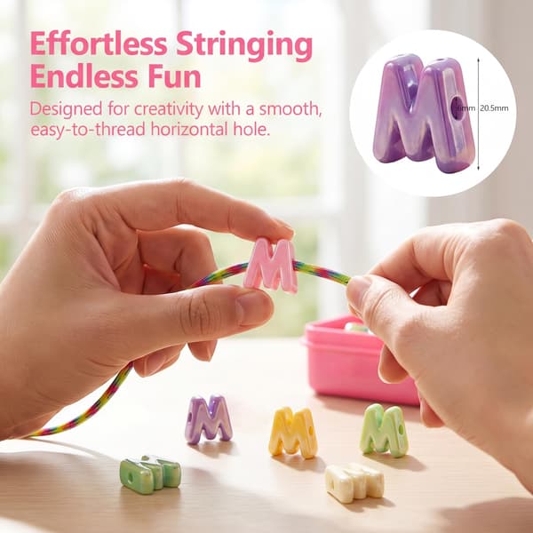 26-pack M-bokstavspärlor med stort hål, tjocka bubbelalfabetspärlor Large Letter Beads M