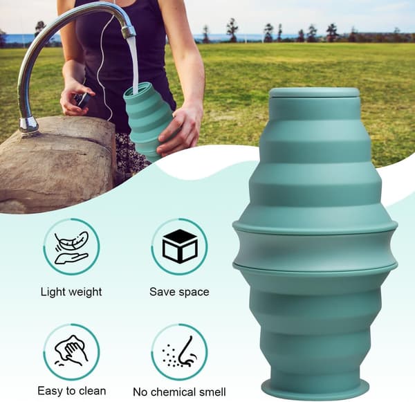 Hopfällbara vattenflaskor 500 ml läcksäkra med anti-kollapsring för resor camping vandring löpning sport