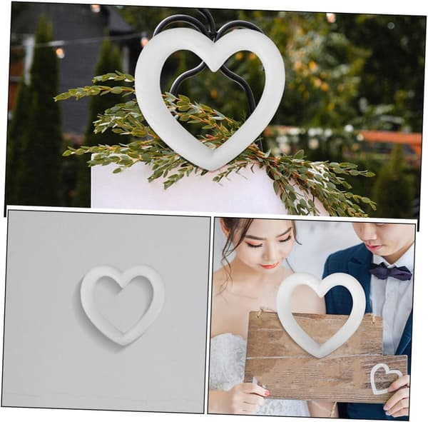 4 stk hjerteformede blomsterskumhjerter for håndverk Valentinsdag bryllupsdekorasjon formet kransform