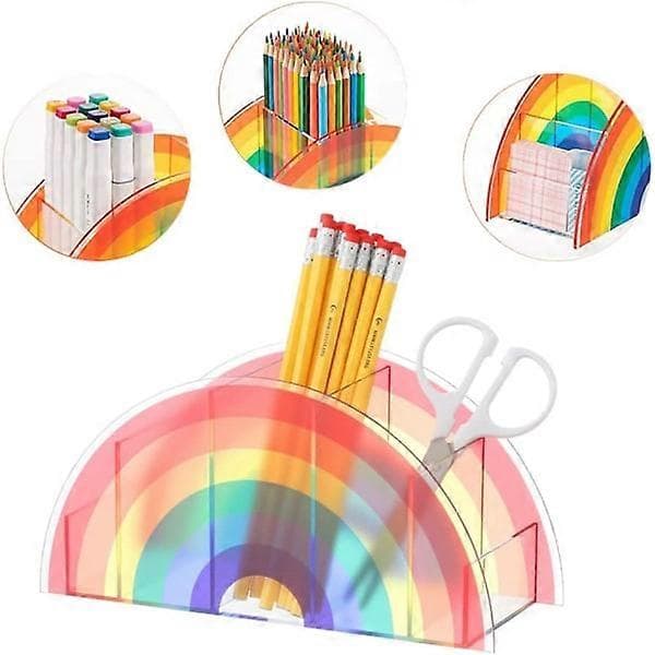 Bordholder, Transparent Penholder, Regnbue Penholder, Akryl
