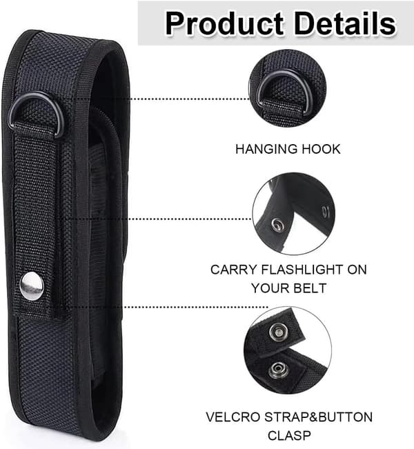 Tactical Flashlight Holster, Flashlight Case, Nylon Flashlight Holder for Outdoor Hunting, Camping, and Hiking