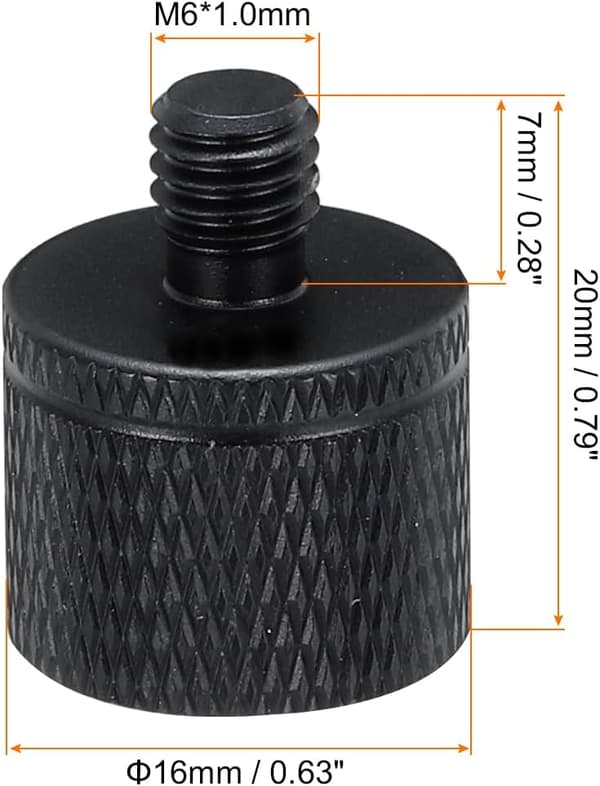 5 stk. mikrofonstativadapter 1/4 hun til M6 han gevindskrue aluminiumslegering til mikrofonstativmontering, sort - M6x1mm size_name 5.5mm x 300mm