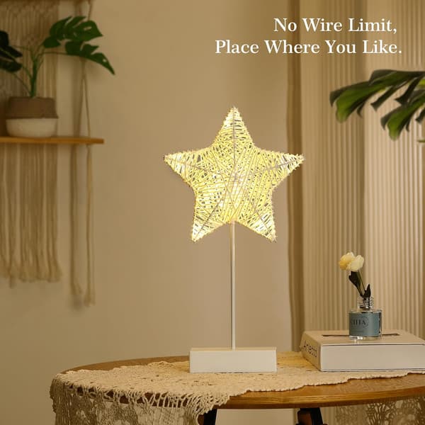 Stjerne 40 cm dekorativ bordlampe, LED-stjerne batteridrevet sengelampe