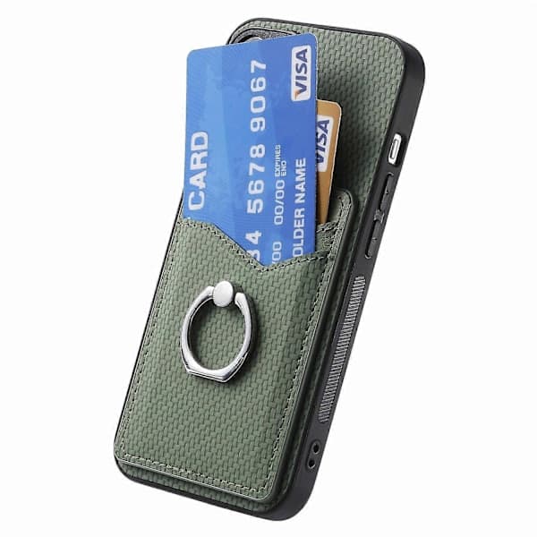 Cover til iPhone 16 med kortlomme, ringholder og stativ, telefonbeskyttelse