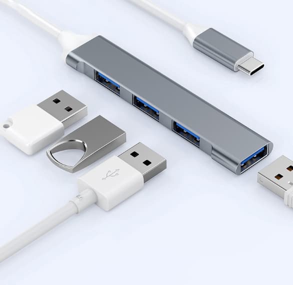 Grå 4-portars USB 3.0-hubb Hög hastighet Typ C USB-hubb 5 Gbps Splitter