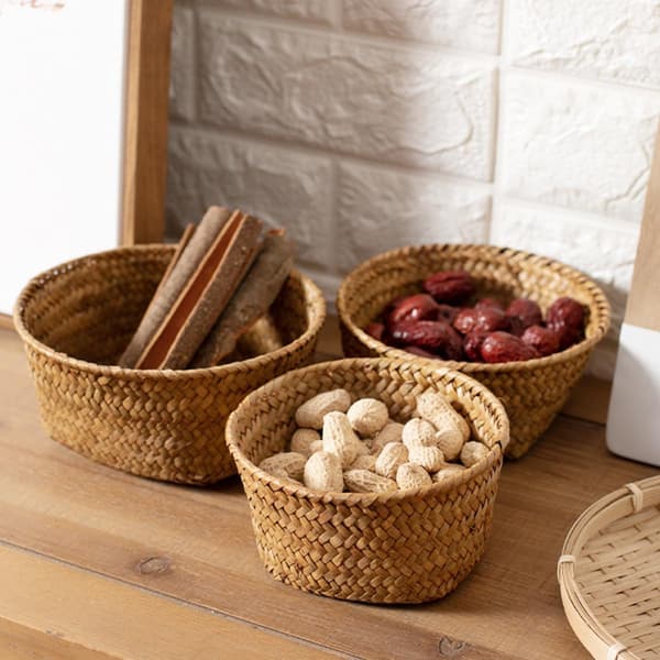 Comfortable Bread Basket Woven Basket Seaweed Material Multifunctional Fruit Holder