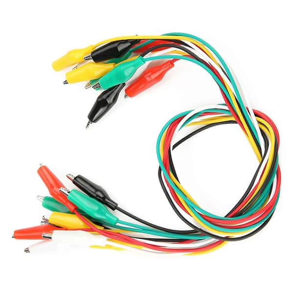50 cm dubbeländad krokodilklämma kabel, 10 st 35 mm krokodilklämma