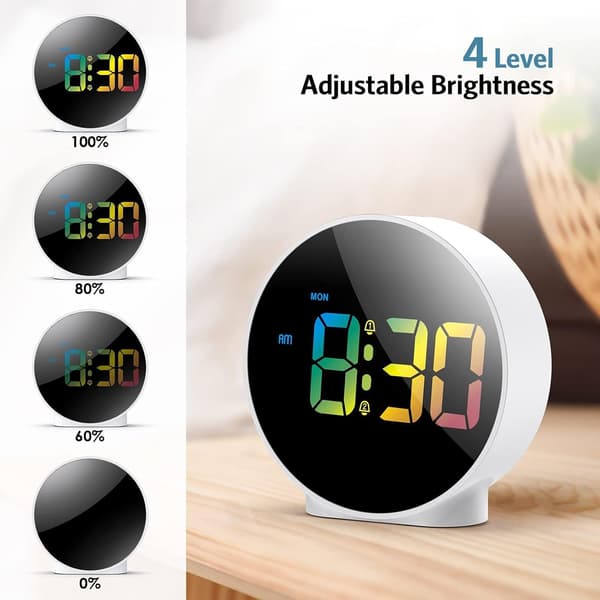 Digital väckarklocka, LED elektronisk klocka, liten skrivbordsklocka med 2 larm, snooze, dimbara larmdagar, 12/24H display