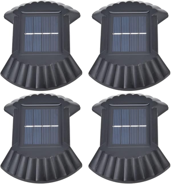 4 sett multifunksjonelle vanntette LED solcelle vegglamper dekorative lamper veggmontering for uteplass hage (varmt lys)