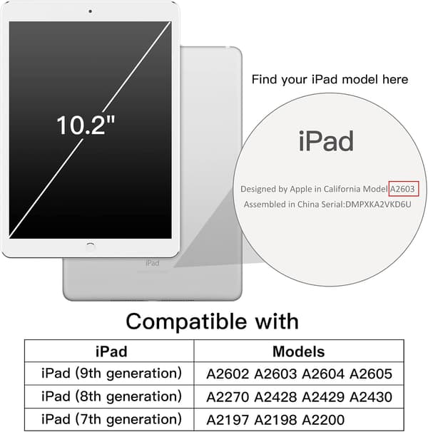 Case for iPad 10.2 inch (2021/2020/2019 Model, 9th/8th/7th Generation), Auto Wake/Sleep Cover (Black)