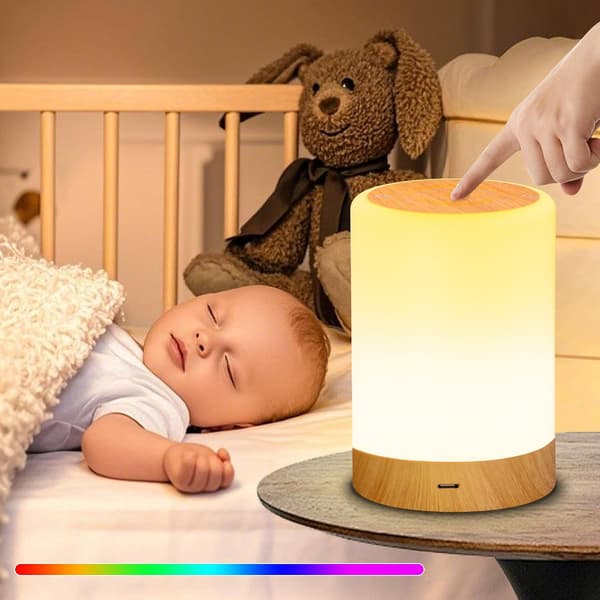 LED Touch Bedside Lamp, Dimmable, Warm/Cool Mode, Wireless and Rechargeable USB Night Light for Adults, Ideal for Bedroom and Children's Use