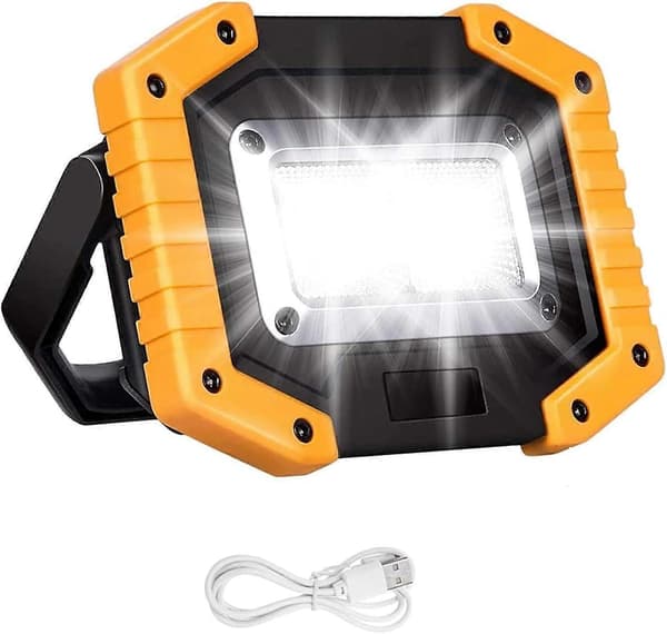 30W LED Work Light Rechargeable Portable COB Headlight Super Bright 2000LM Battery Outdoor Security Light USB Waterproof
