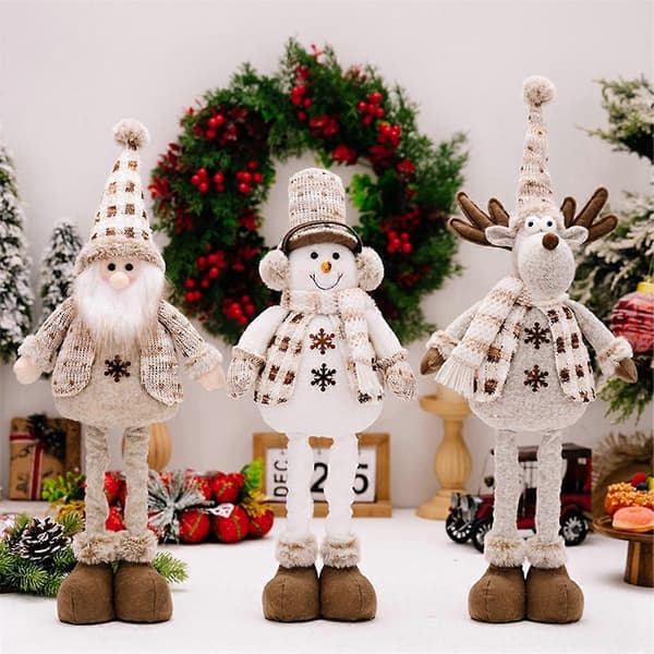 Gulvdekoration til jul, julemand, plys, julepynt