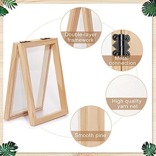 Træpapirforme til papirfremstilling, 3 størrelser, DIY-rammer, 12,7 x 17,8 cm, 19,8 x 24,8 cm, 24-FX-