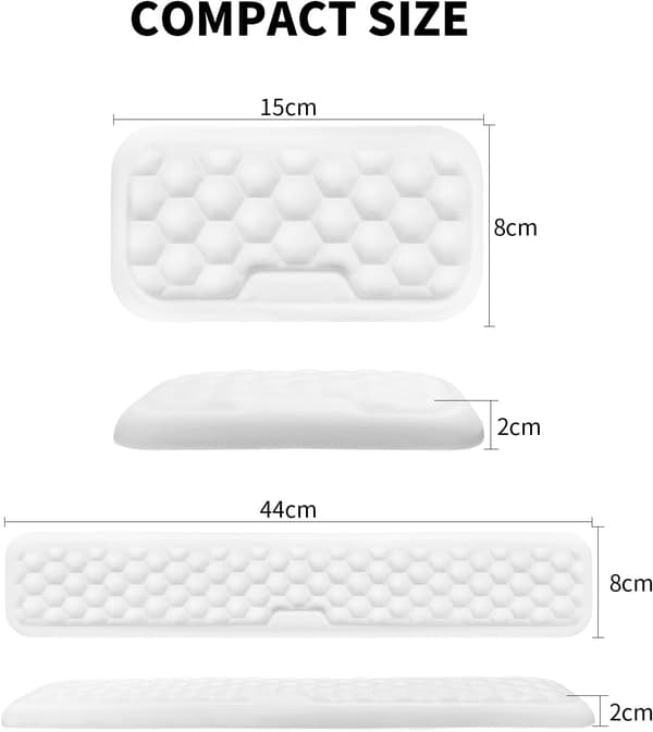 Keyboard Mouse Wrist Rest, Ergonomic Keyboard Support Wrist Rest, Home Office Computer Desk, Laptops, Gaming, Typing White White