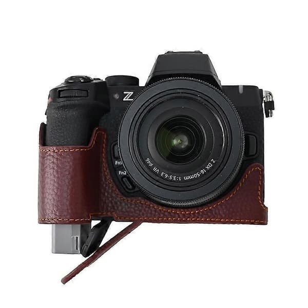 Ægte læder kamerataske til Nikon Z 50 II - Kaffe