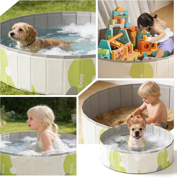 Hundepool: 80 x 20 cm sammenklappelig pool, hundebadekarspool, udendørs dyrepool til katte (grøn)