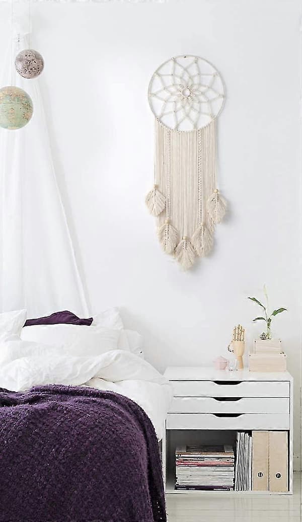 Large Boho Wall Hanging Dream Catcher Macrame Woven Feather Pendant Tassel Decor