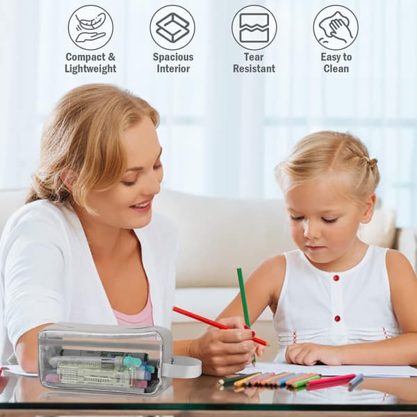Transparent Pencil Case, Clear Pencil Case for Exam, Waterproof PVC Clear Toiletry Storage Bag - Suitable (Grey, Bag Only)